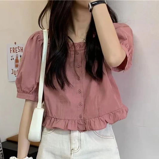 Women’s Ruffle Cropped Shirt