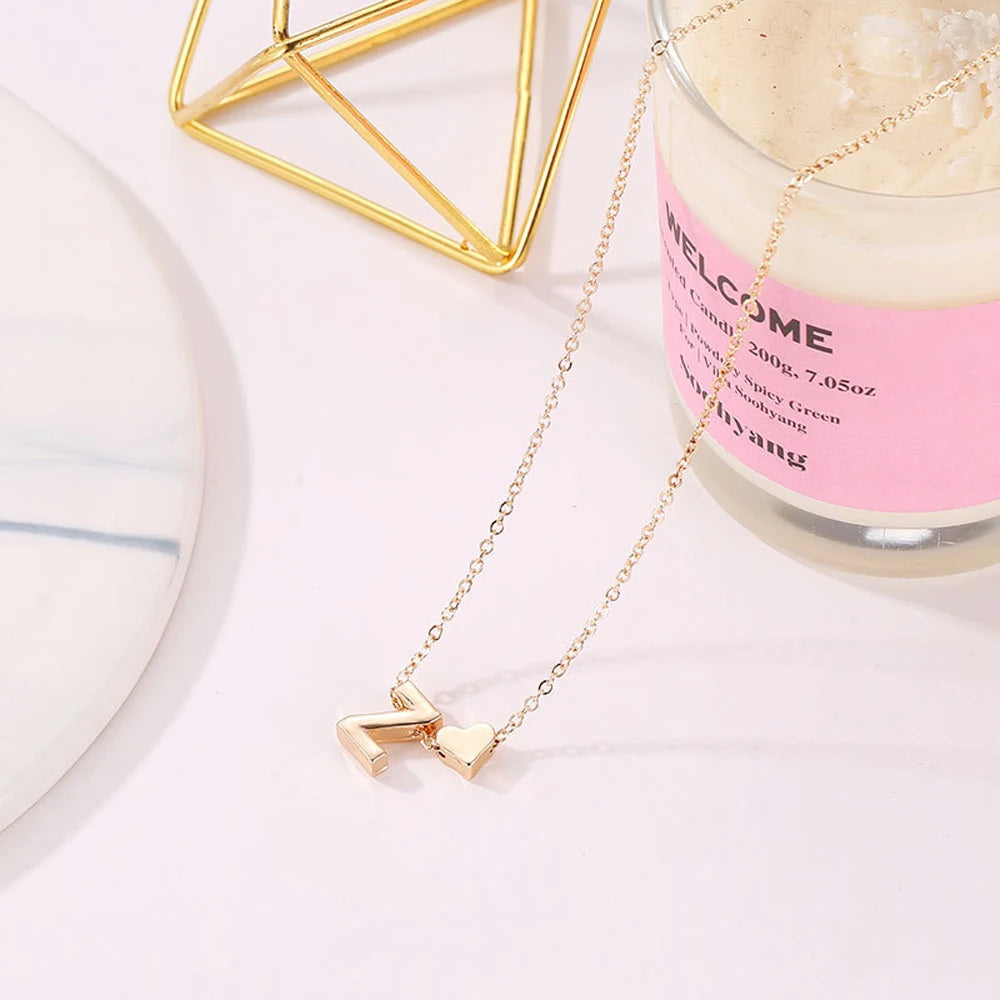 SUMENG Tiny Heart Initial Necklace