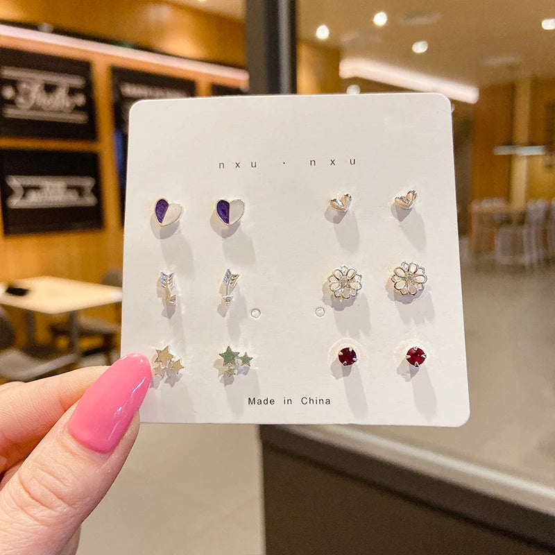 Silver Mini Stud Earrings Set