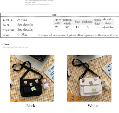 Korean Ulzzang Canvas Crossbody Bag