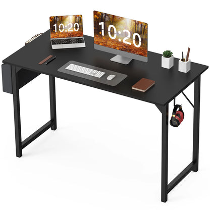 Modern Computer Desk – Sturdy Writing & Gaming Table with Storage Bag & Hook