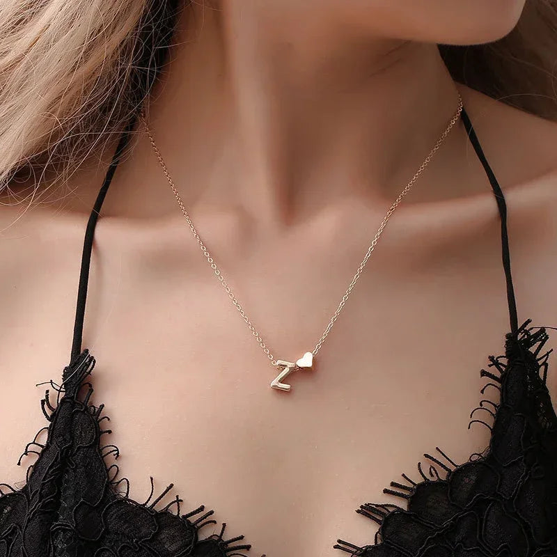 SUMENG Tiny Heart Initial Necklace