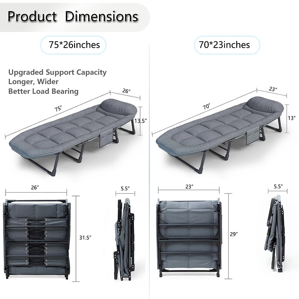 6-Position Folding Sleeping Cot with Mattress & Pillow