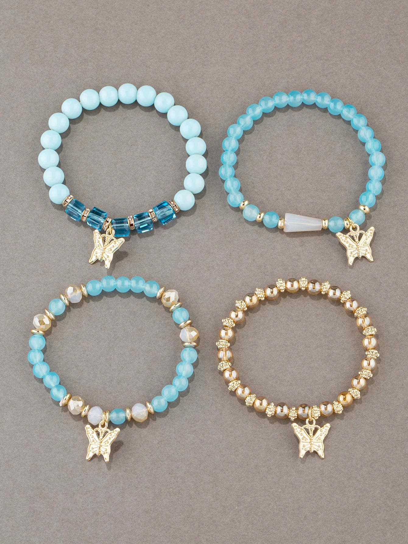 4Pcs Butterfly Beaded Bracelet Set