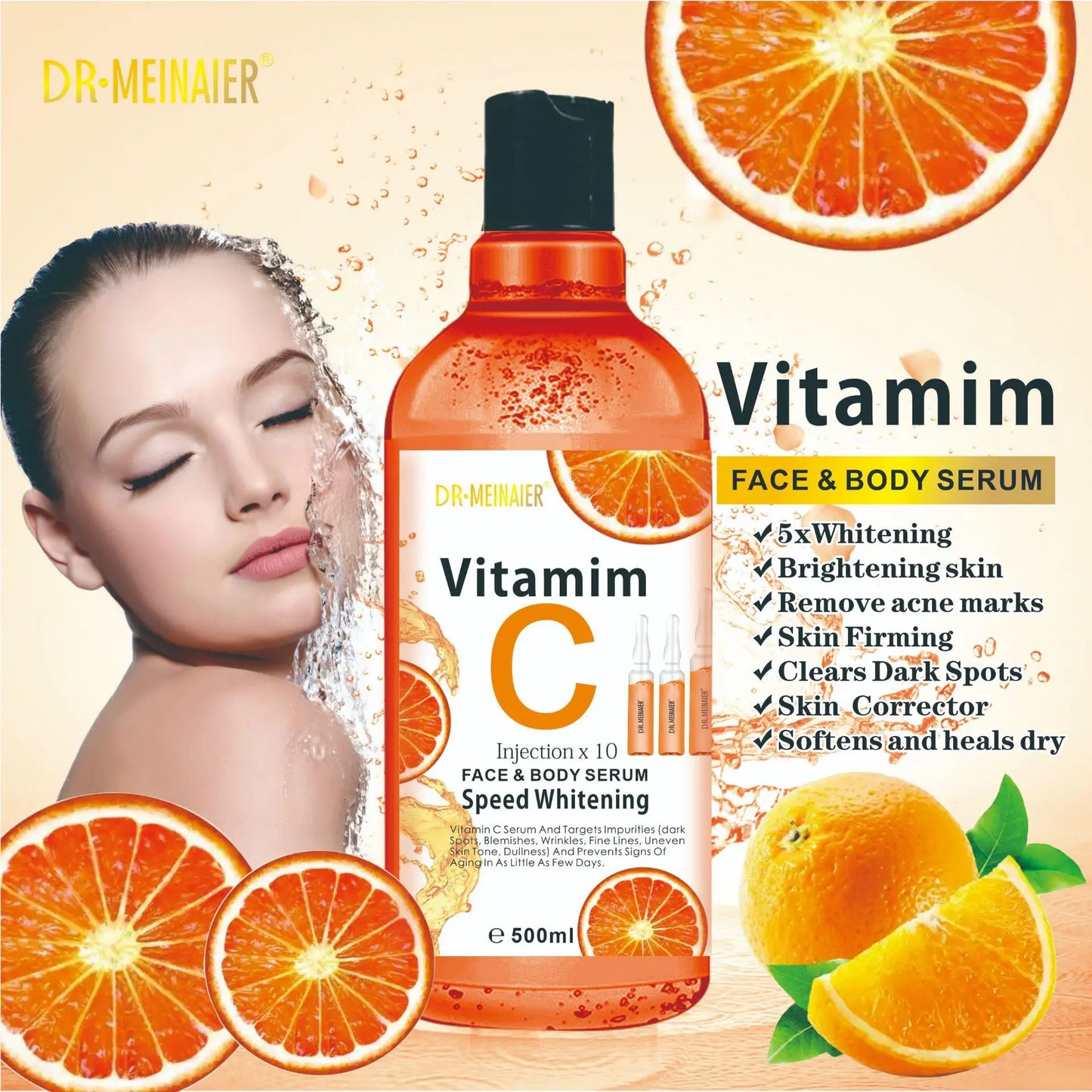 500ml Vitamin C & Hyaluronic Acid Face Serum