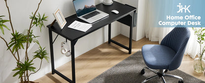 Modern Computer Desk – Sturdy Writing & Gaming Table with Storage Bag & Hook