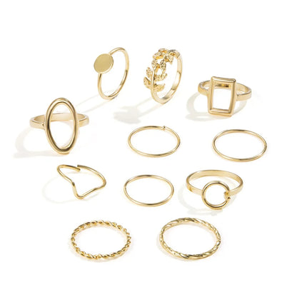 11 Pcs Olive Branch Leaf Ring Set