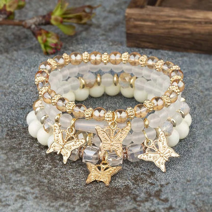 4Pcs Butterfly Beaded Bracelet Set