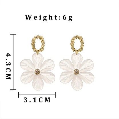 White Flower Dangle Earrings