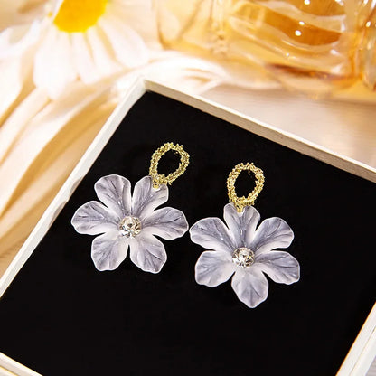 White Flower Dangle Earrings