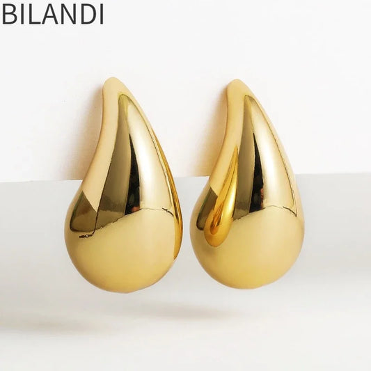 Bilandi Vintage Gold Chunky Dome Drop Earrings