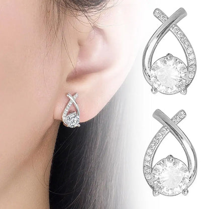 Elegant Crystal Cross Stud Earrings