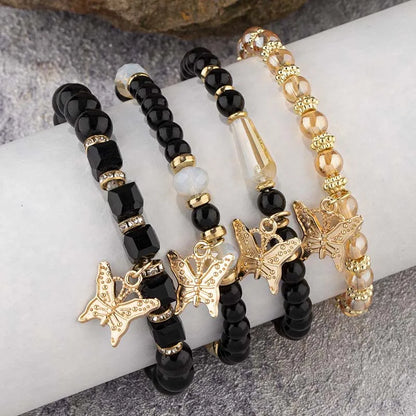 4Pcs Butterfly Beaded Bracelet Set