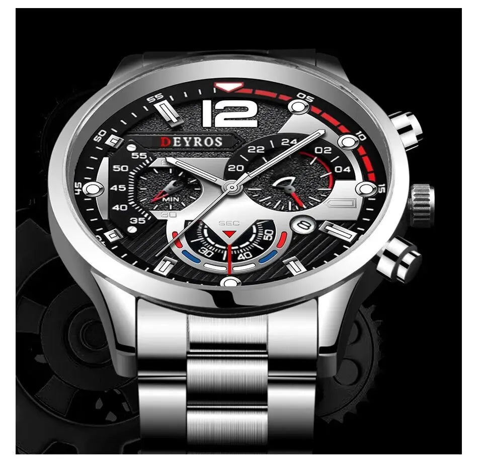 2pcs Men's Silver Quartz Watch