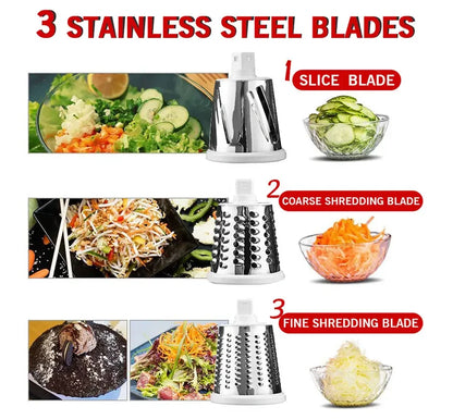 3-in-1 Manual Rotary Cheese Grater