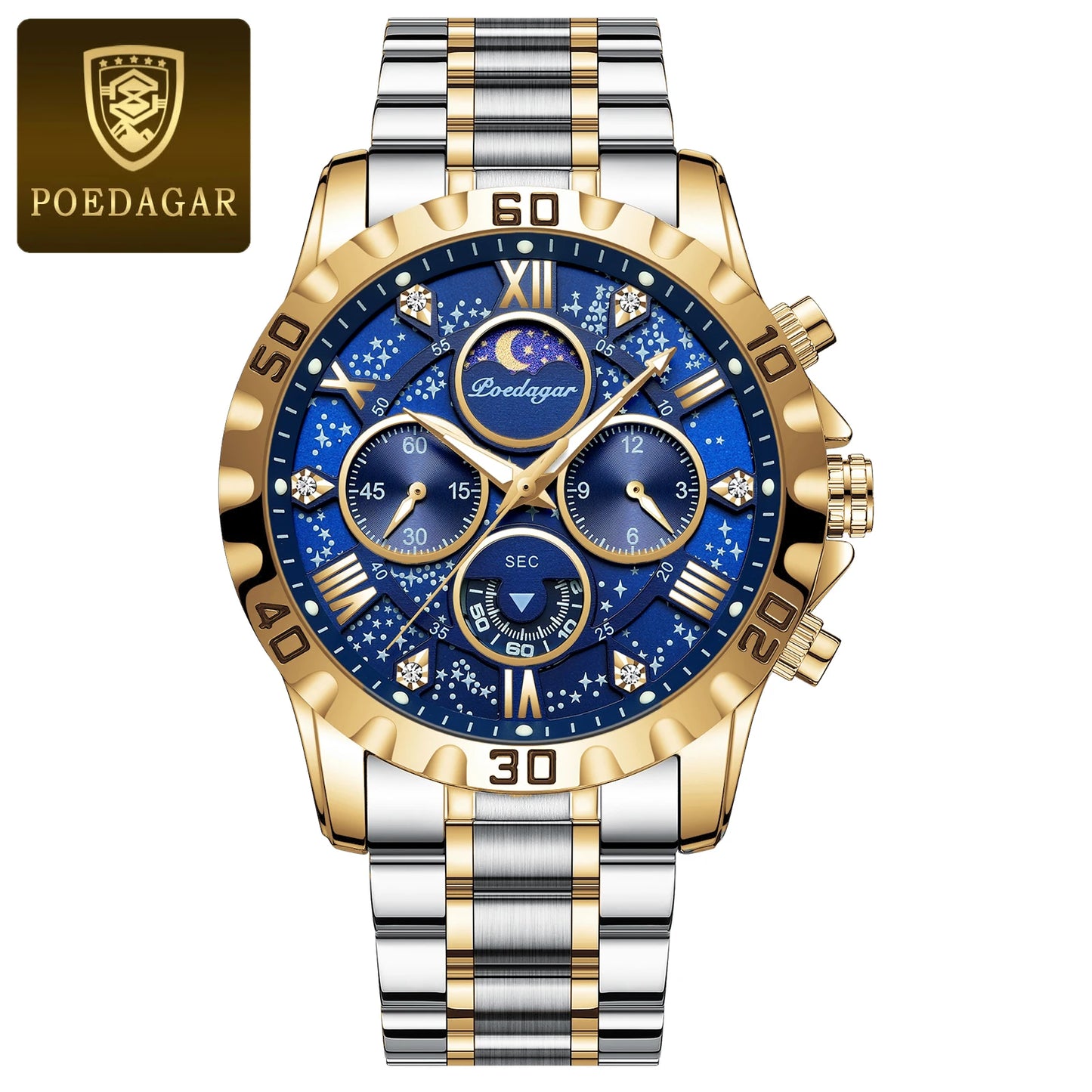 POEDAGAR Men's Sports Chronograph Watch