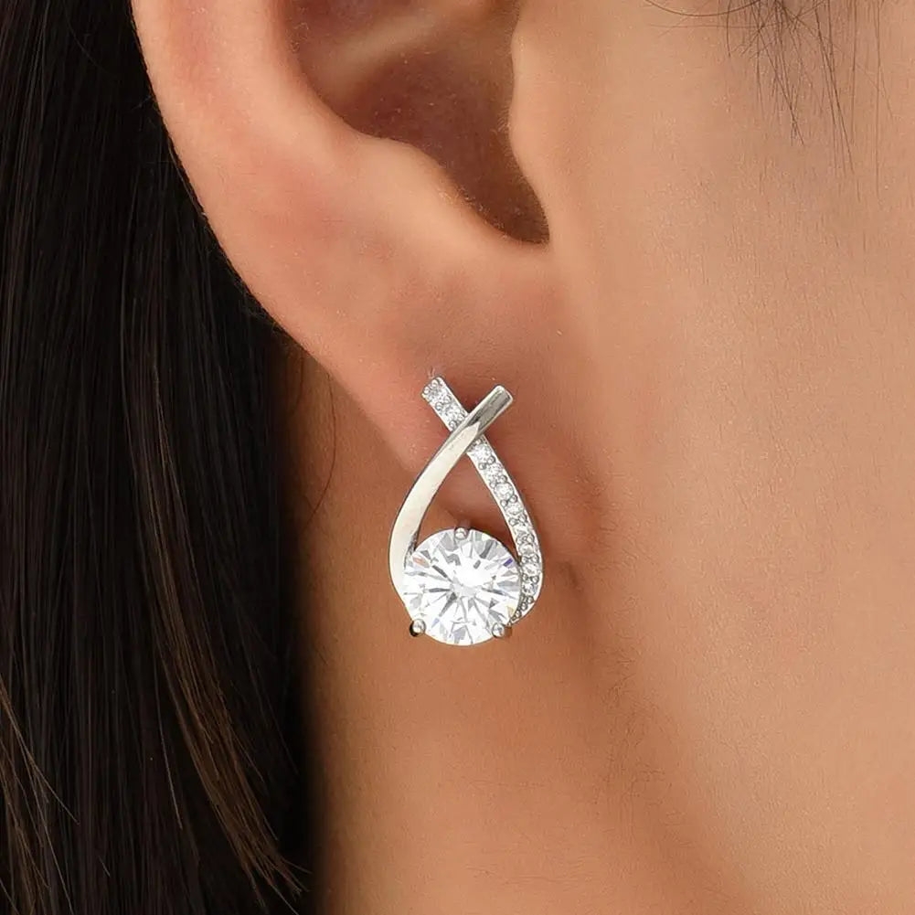 Elegant Crystal Cross Stud Earrings