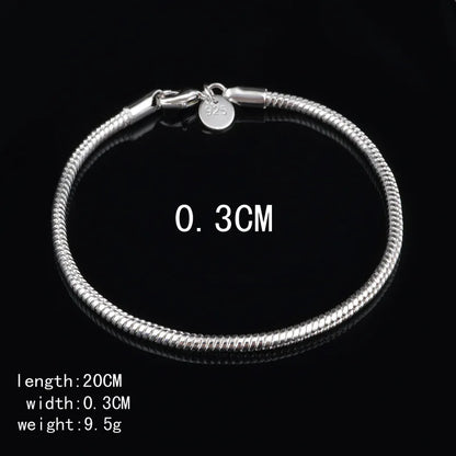 925 Sterling Silver Rope Chain Bracelet