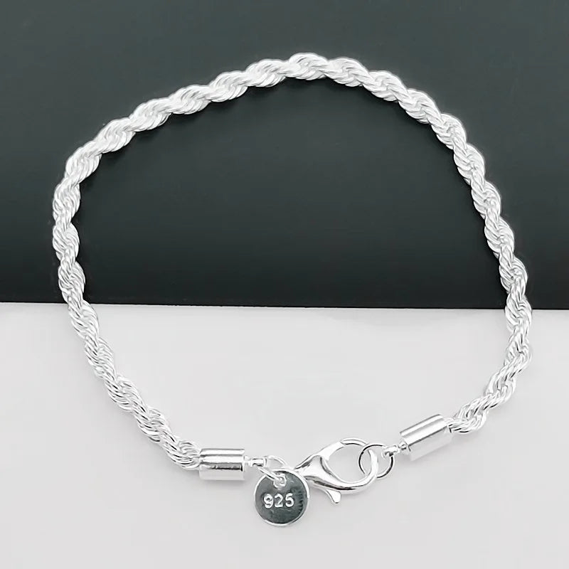 925 Sterling Silver Rope Chain Bracelet