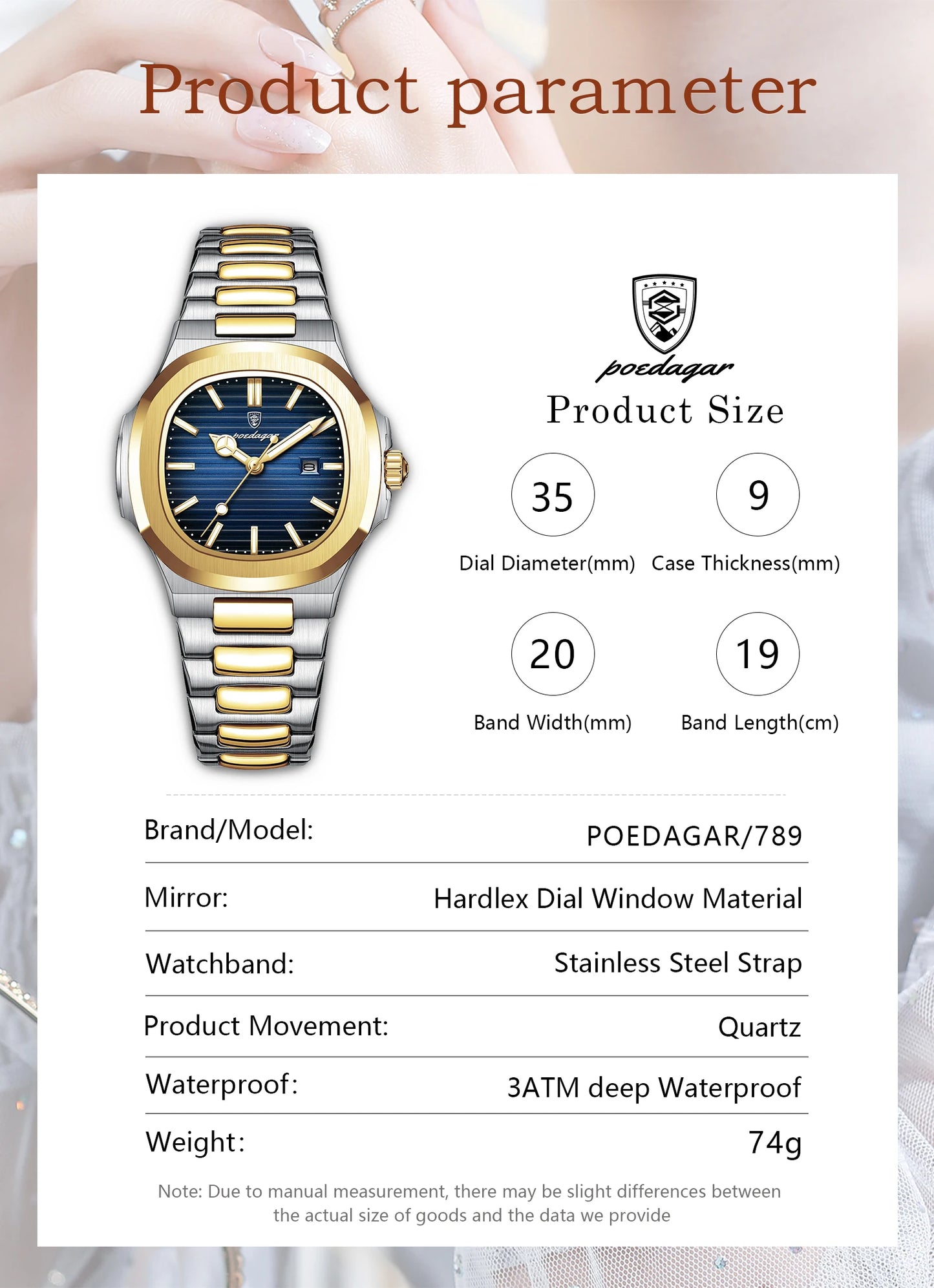 POEDAGAR Women's Luxury Square Watch