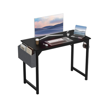 Modern Computer Desk – Sturdy Writing & Gaming Table with Storage Bag & Hook