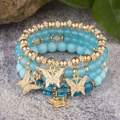 4Pcs Butterfly Beaded Bracelet Set