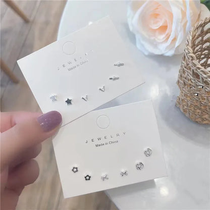 Silver Mini Stud Earrings Set