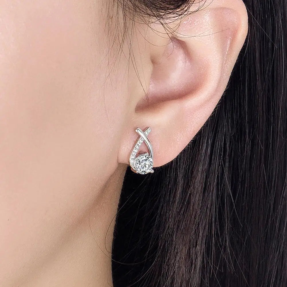 Elegant Crystal Cross Stud Earrings