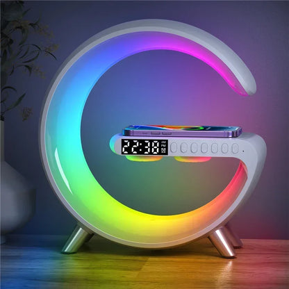 9-Inch Wireless Charger Stand Alarm Clock with Bluetooth Speaker