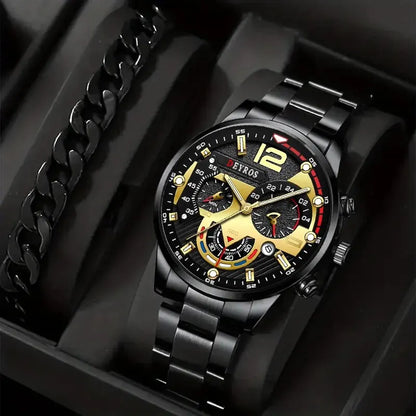 2pcs Men's Silver Quartz Watch