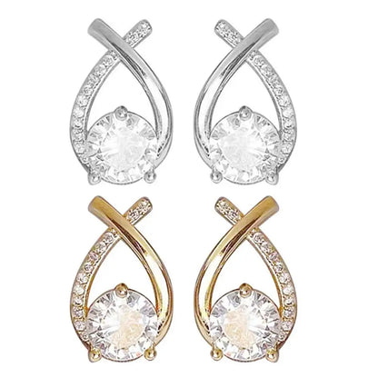 Elegant Crystal Cross Stud Earrings