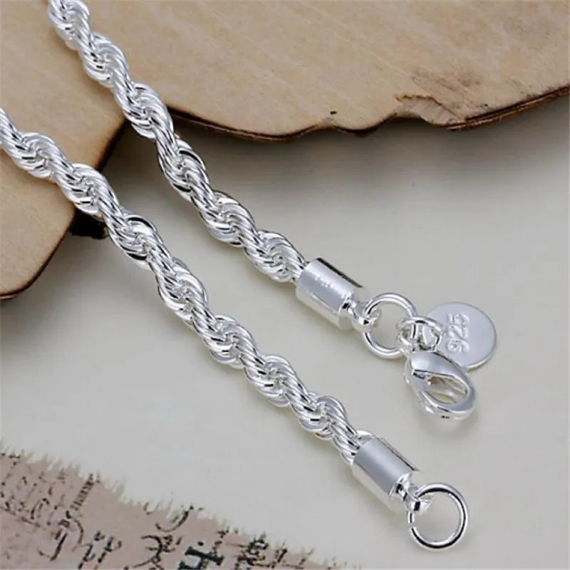 925 Sterling Silver Rope Chain Bracelet