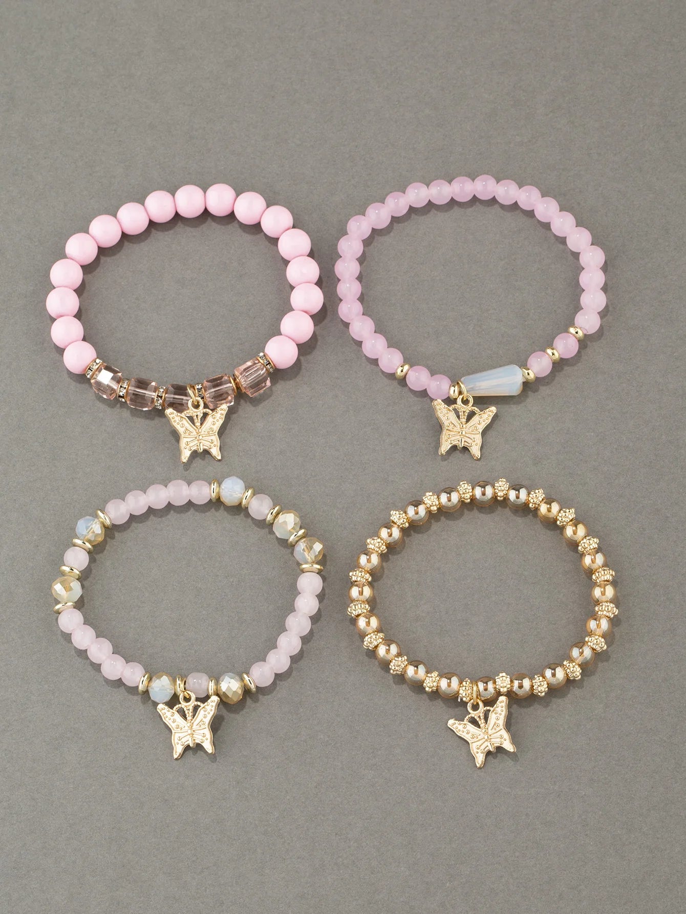 4Pcs Butterfly Beaded Bracelet Set