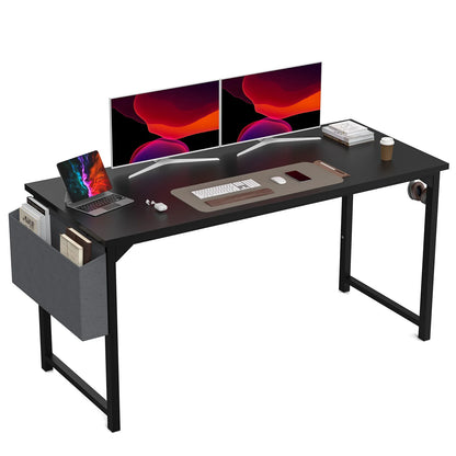 Modern Computer Desk – Sturdy Writing & Gaming Table with Storage Bag & Hook