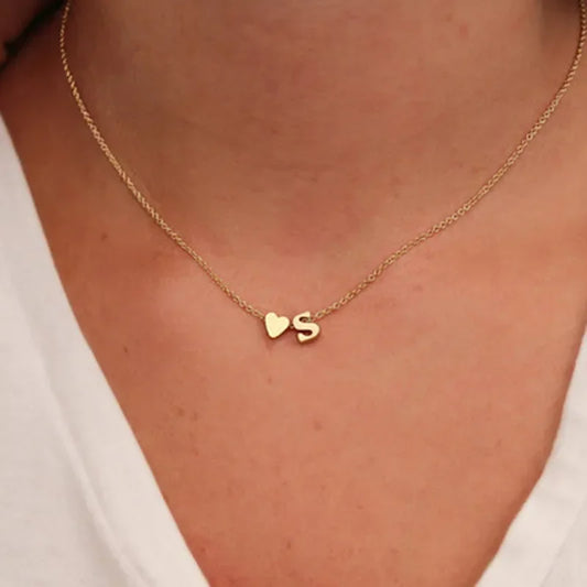 SUMENG Tiny Heart Initial Necklace