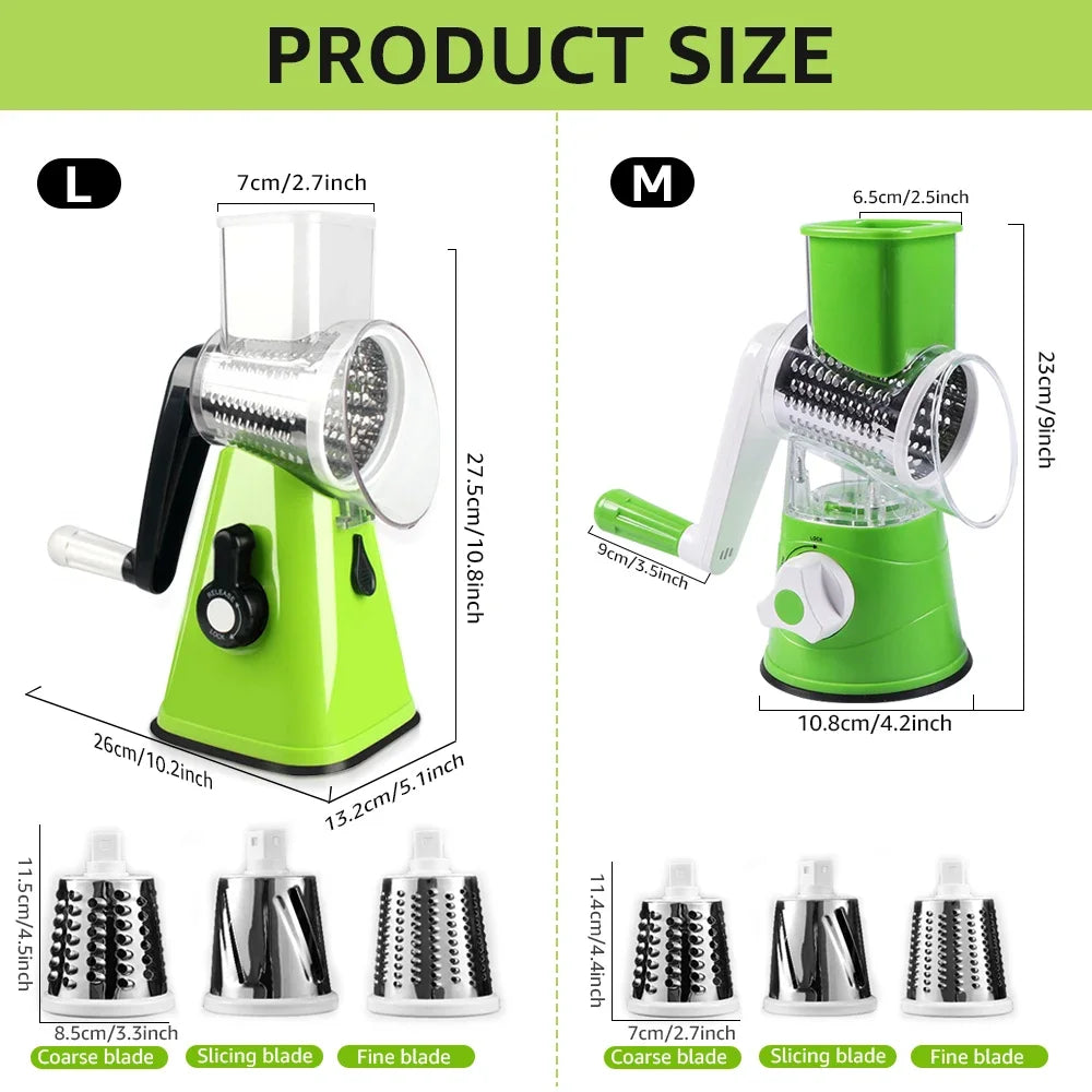 3-in-1 Manual Rotary Cheese Grater