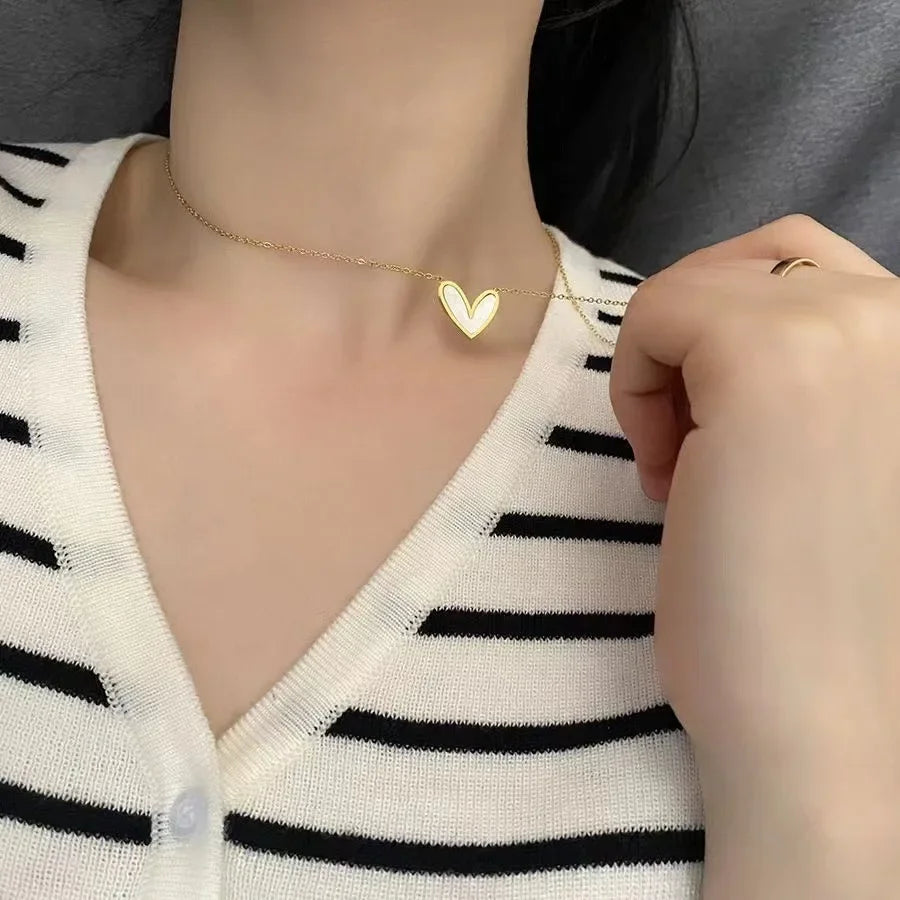 Gold Plated Shell Heart Necklace