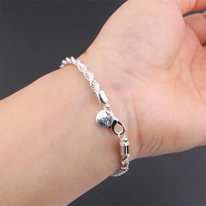 925 Sterling Silver Rope Chain Bracelet