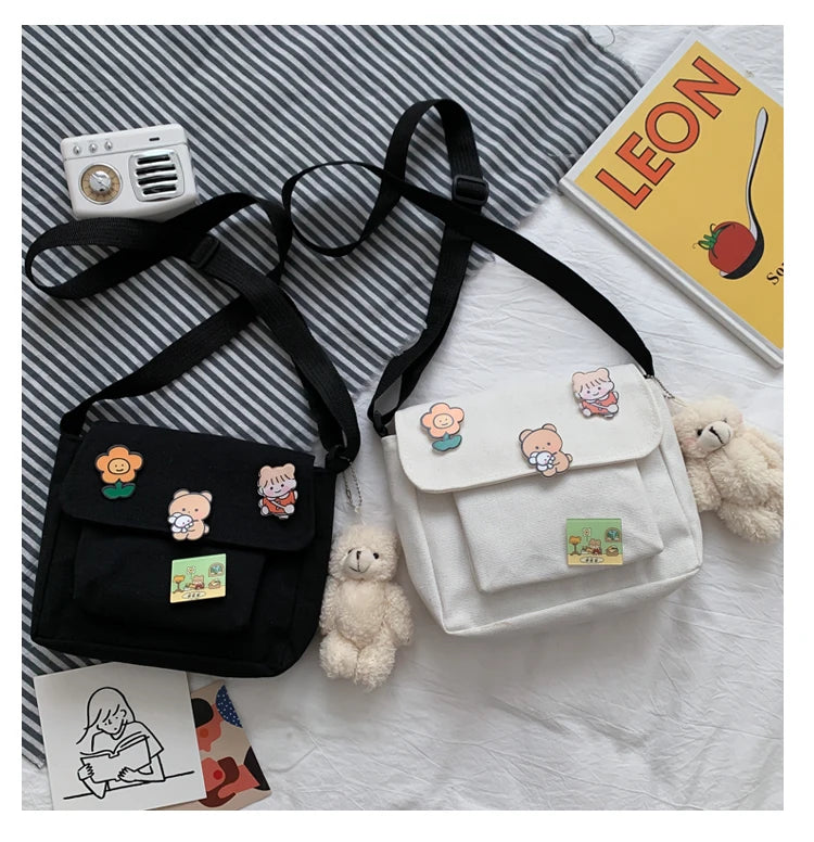 Korean Ulzzang Canvas Crossbody Bag