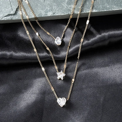 Crystal Zircon Star Pendant Necklace