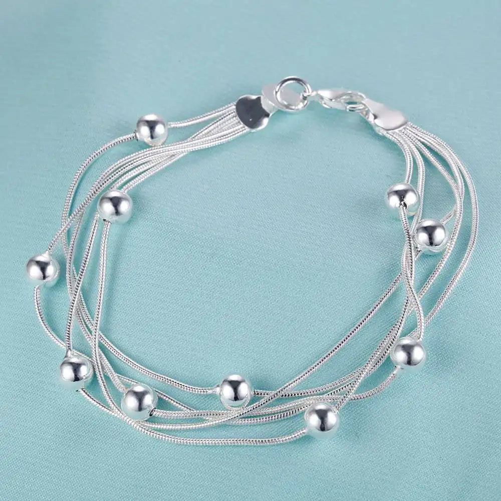 925 Sterling Silver Beaded Bracelet