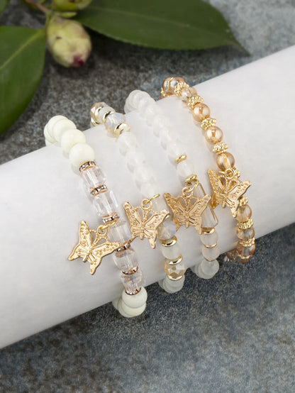 4Pcs Butterfly Beaded Bracelet Set