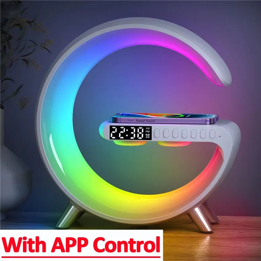 9-Inch Wireless Charger Stand Alarm Clock with Bluetooth Speaker