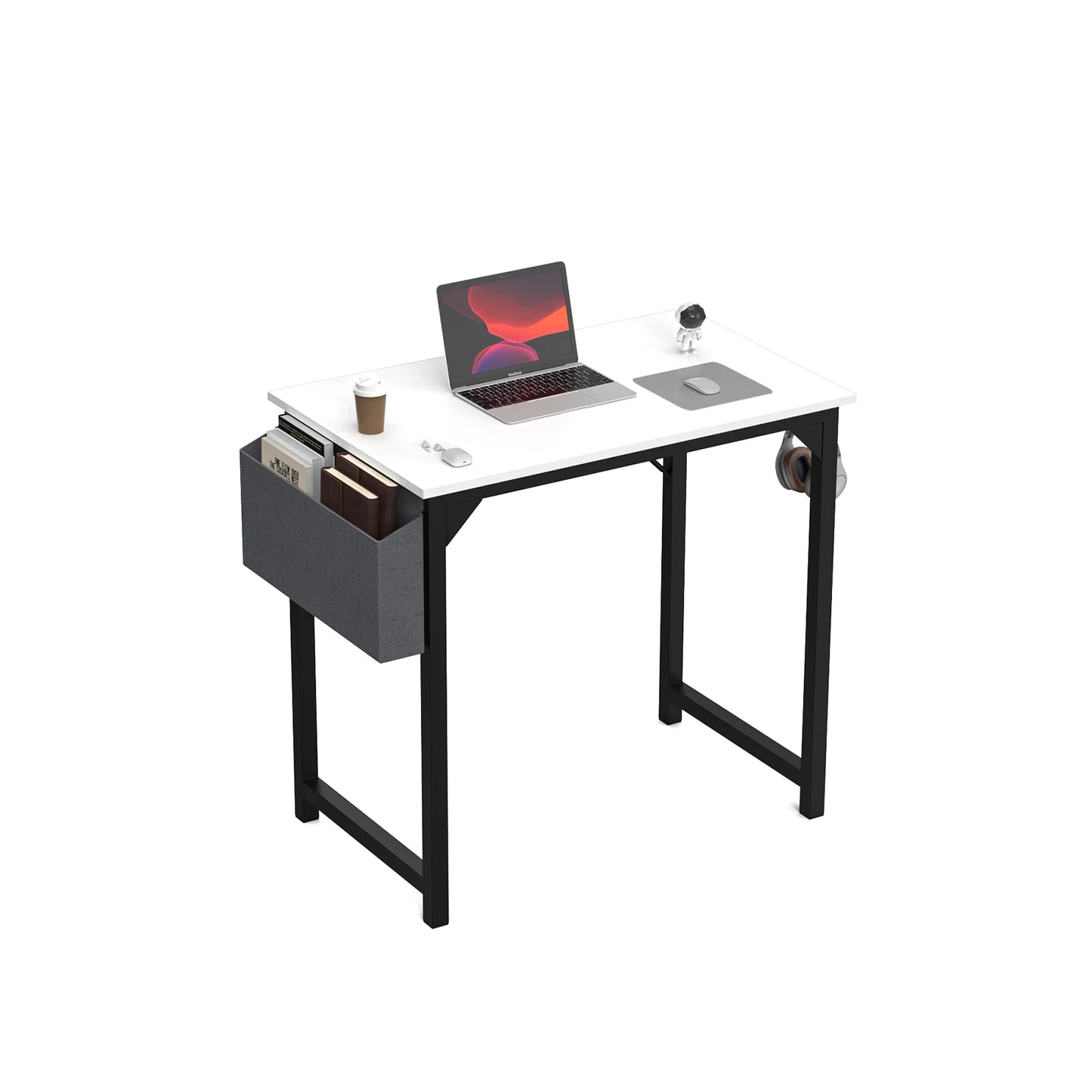 Modern Computer Desk – Sturdy Writing & Gaming Table with Storage Bag & Hook