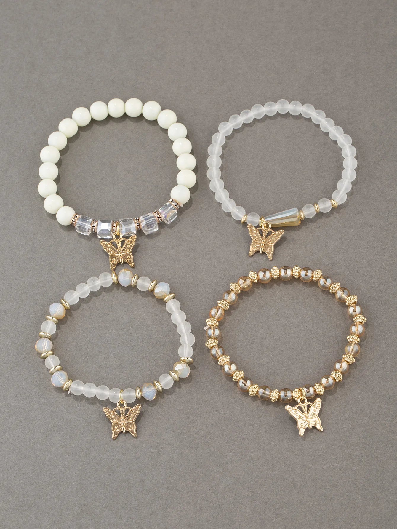 4Pcs Butterfly Beaded Bracelet Set