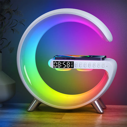 9-Inch Wireless Charger Stand Alarm Clock with Bluetooth Speaker