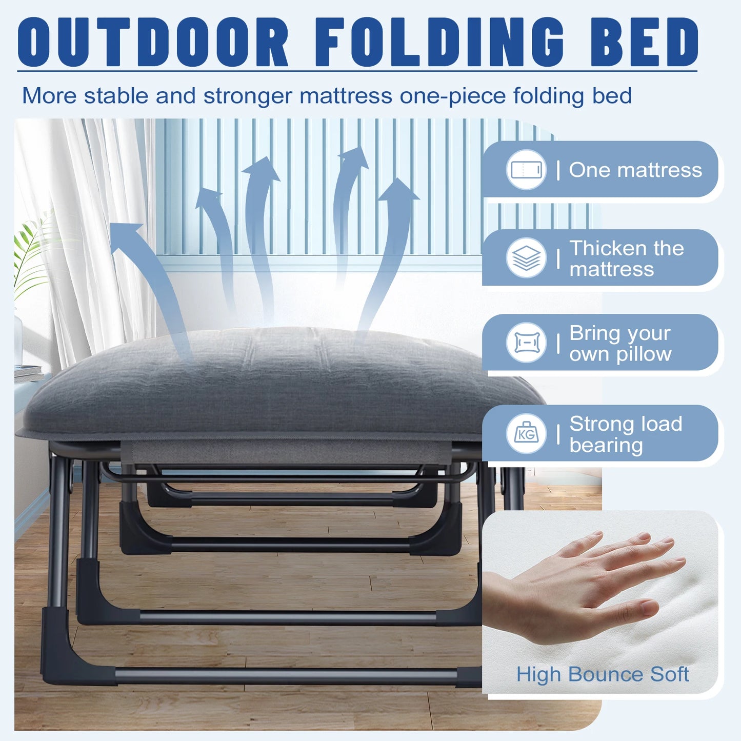 6-Position Folding Sleeping Cot with Mattress & Pillow