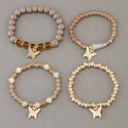 4Pcs Butterfly Beaded Bracelet Set