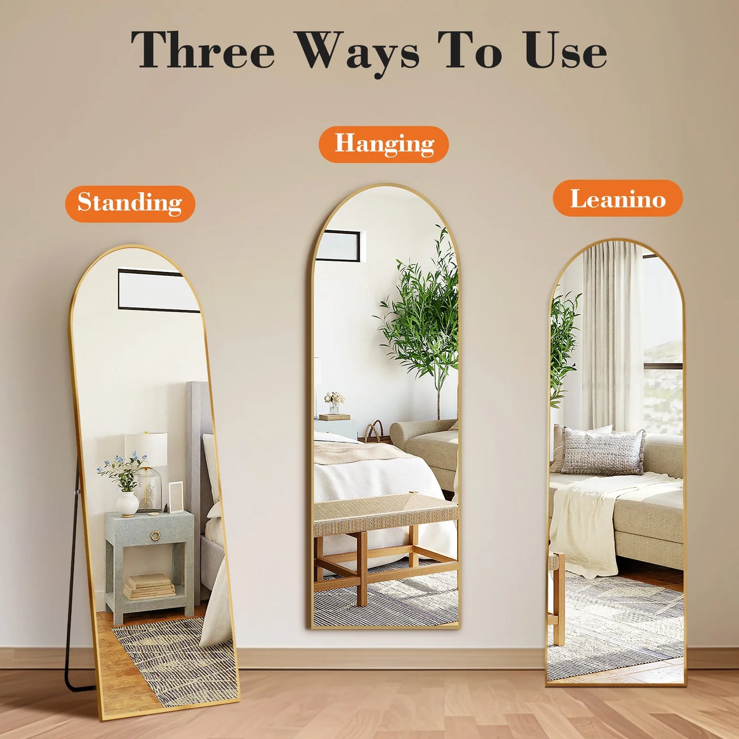 JHK Full Body Mirror 59"x16" with Aluminum Alloy Frame – Standing