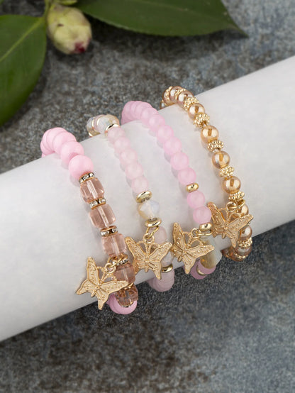 4Pcs Butterfly Beaded Bracelet Set